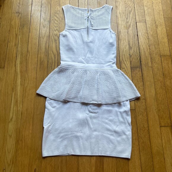 Milly New York Size S White Crochet Trim Sleeveless Knit Bodycon Peplum Dress - Picture 15 of 16